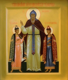 Икона Феодор, Василий, Давид, Константин Ярославские, благоверные князья и Андрей, благоверный князь.